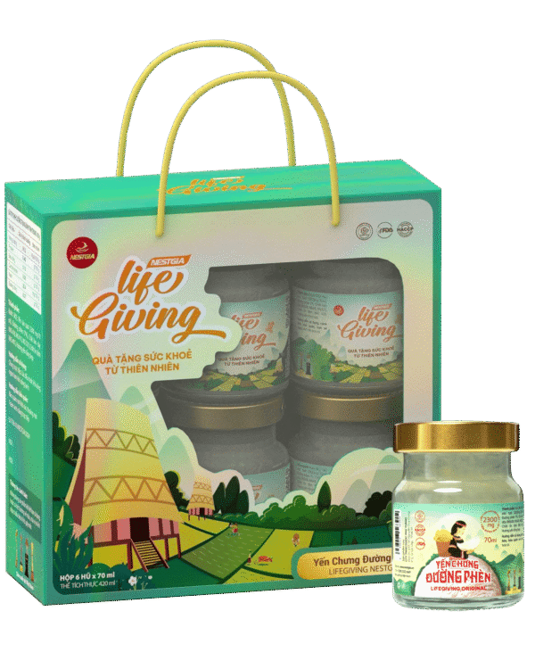 Hộp 6 Hũ Yến Chưng Đường Phèn LifeGiving Quai Xách