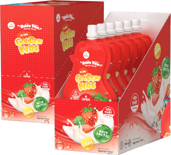 Hộp Nước Yến Trái Cây GoldenKids Vị Dâu