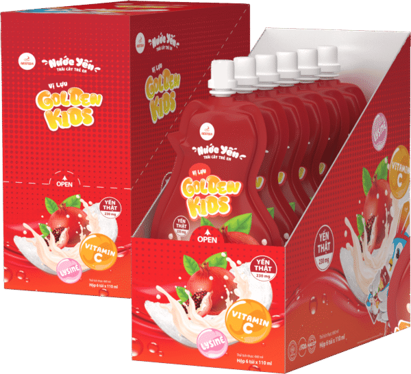 Hộp Nước Yến Trái Cây GoldenKids Vị Lựu