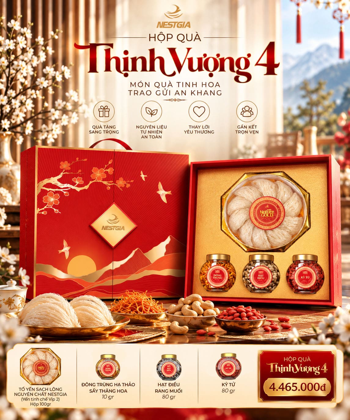 Trọn bộ sản phẩm bên trong Hộp quà Thịnh Vượng 4